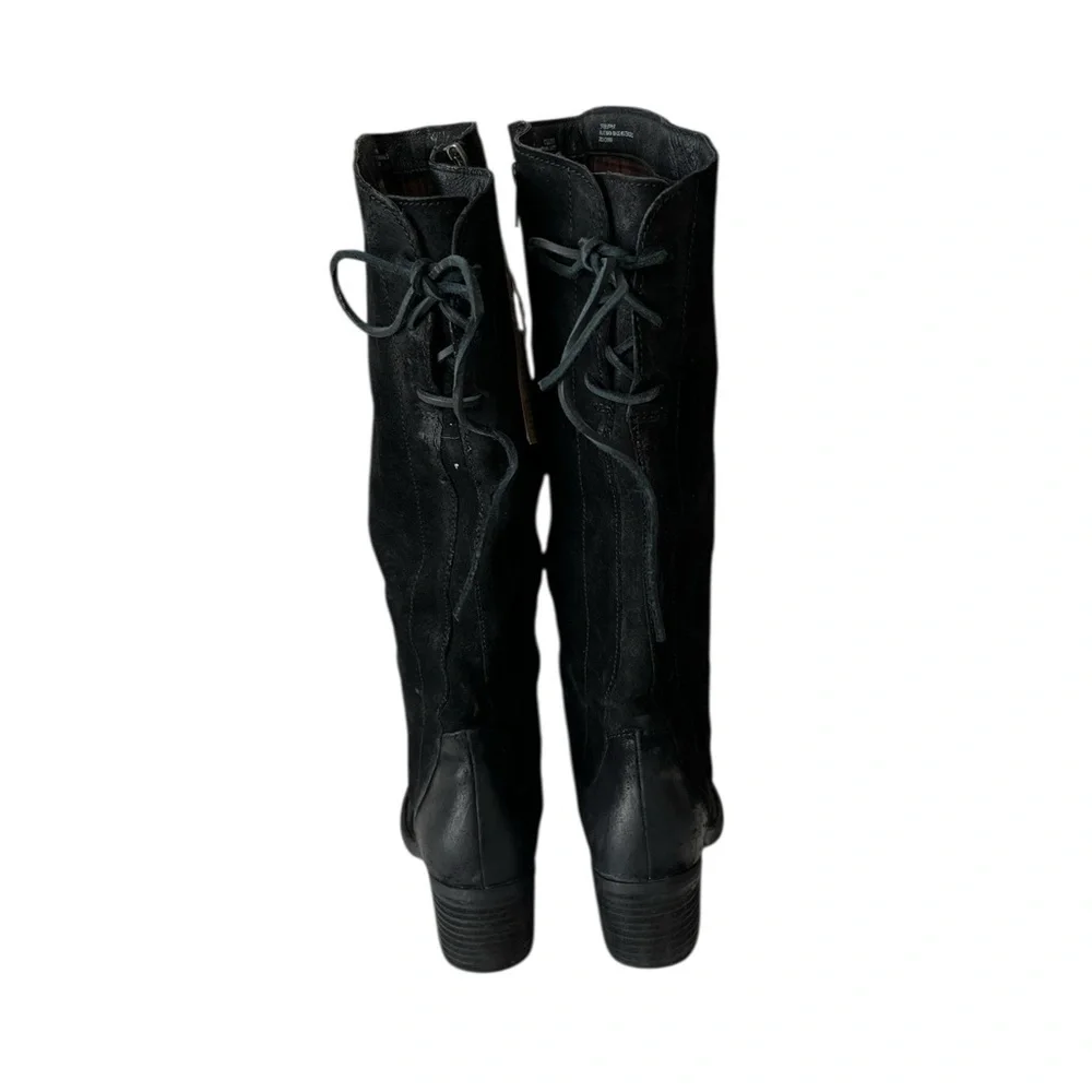Born Cotto Tall Suede Leather Riding Boots Black Size 9.5 Wide Calf NEW NWT